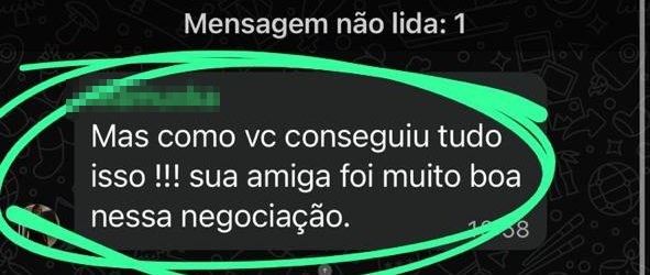 Conversa de WhatsApp: cliente pergunta como conseguiu tudo isso e elogia a negociação